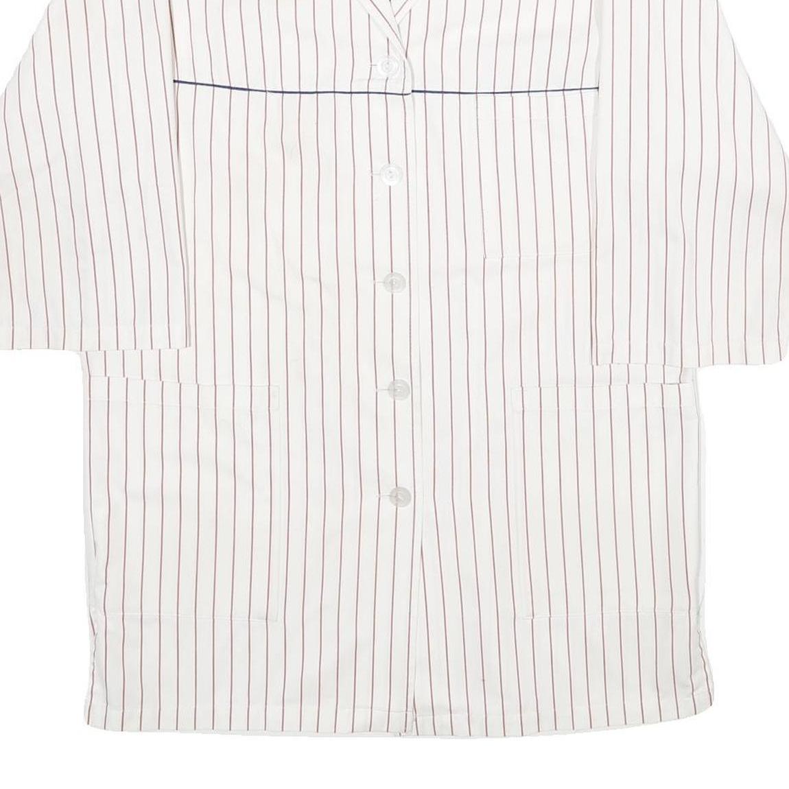 CLINIC DRESS + JOB Womens White & Red Stripe Button Jacket XL Polyester Blend