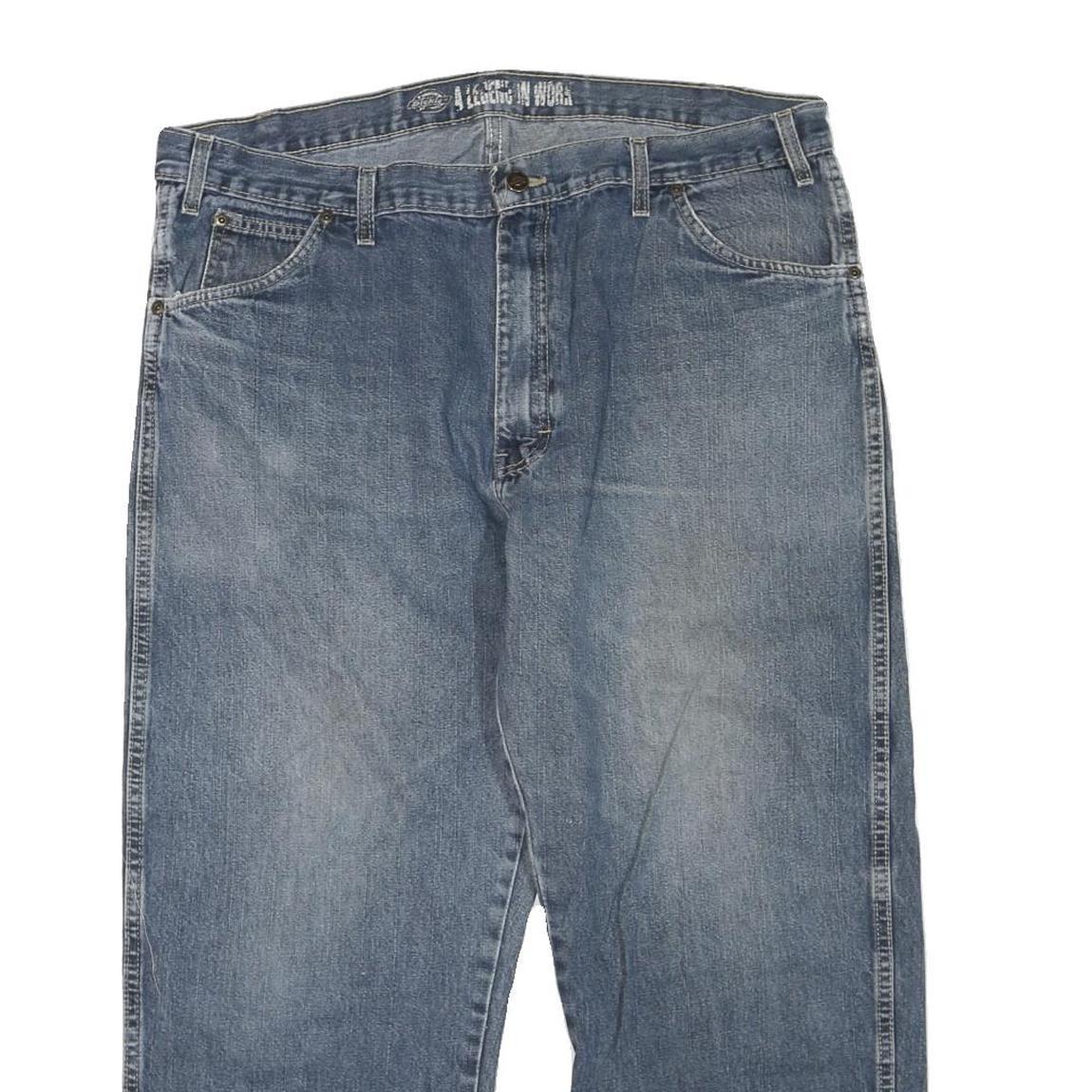 DICKIES Mens Regular Blue Jeans Denim Rinse W40 L27 Classic Zip Closure