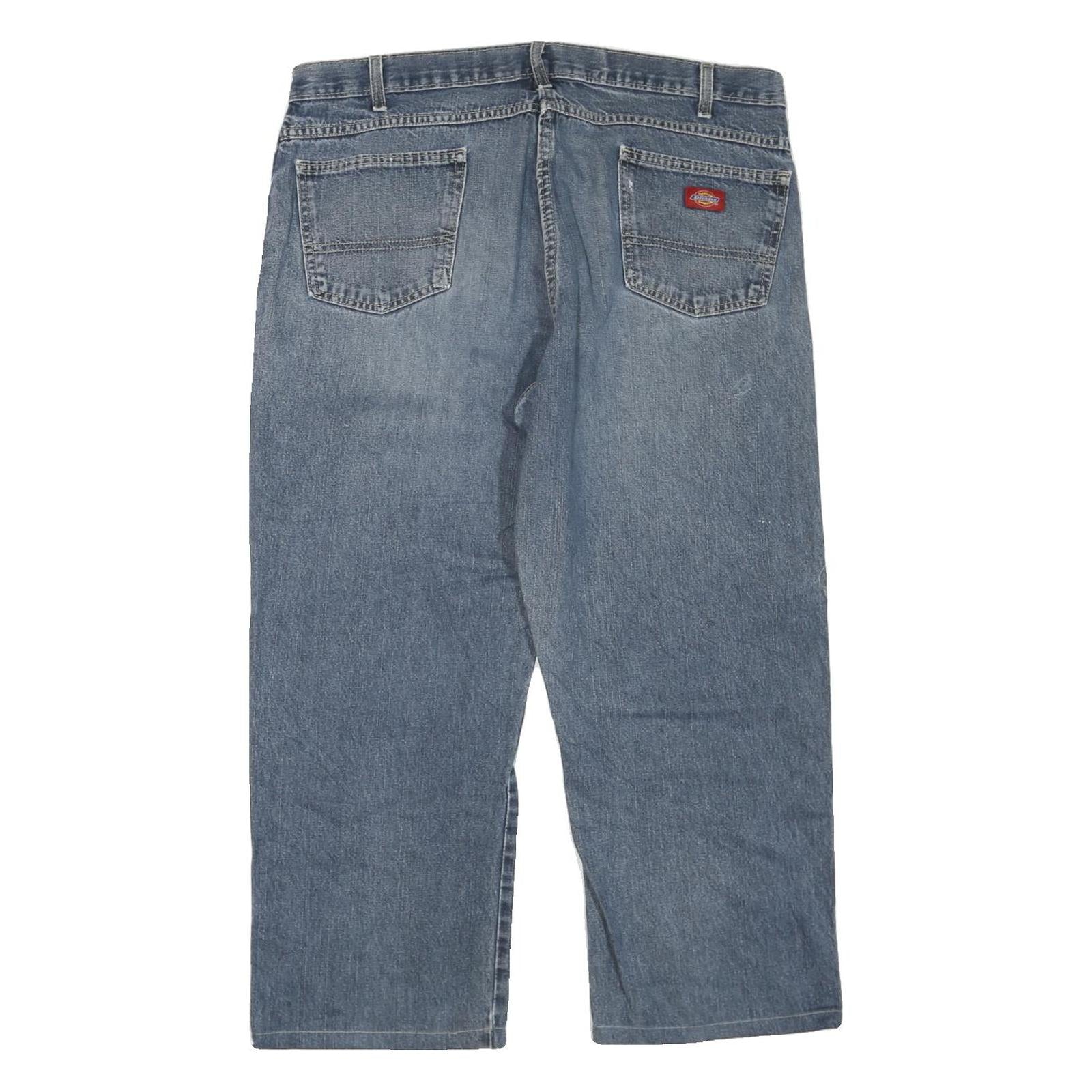 DICKIES Mens Regular Blue Jeans Denim Rinse W40 L27 Classic Zip Closure
