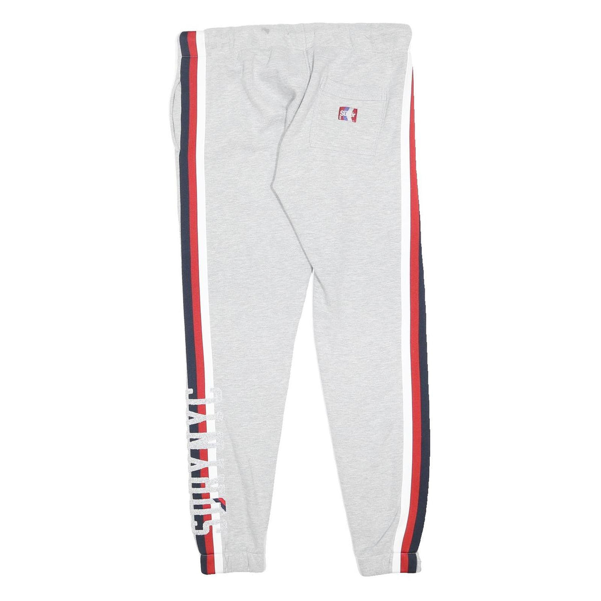 SUPERDRY Womens Joggers Grey & Navy Blue Stripe Slim Tapered UK 14 W34 L32