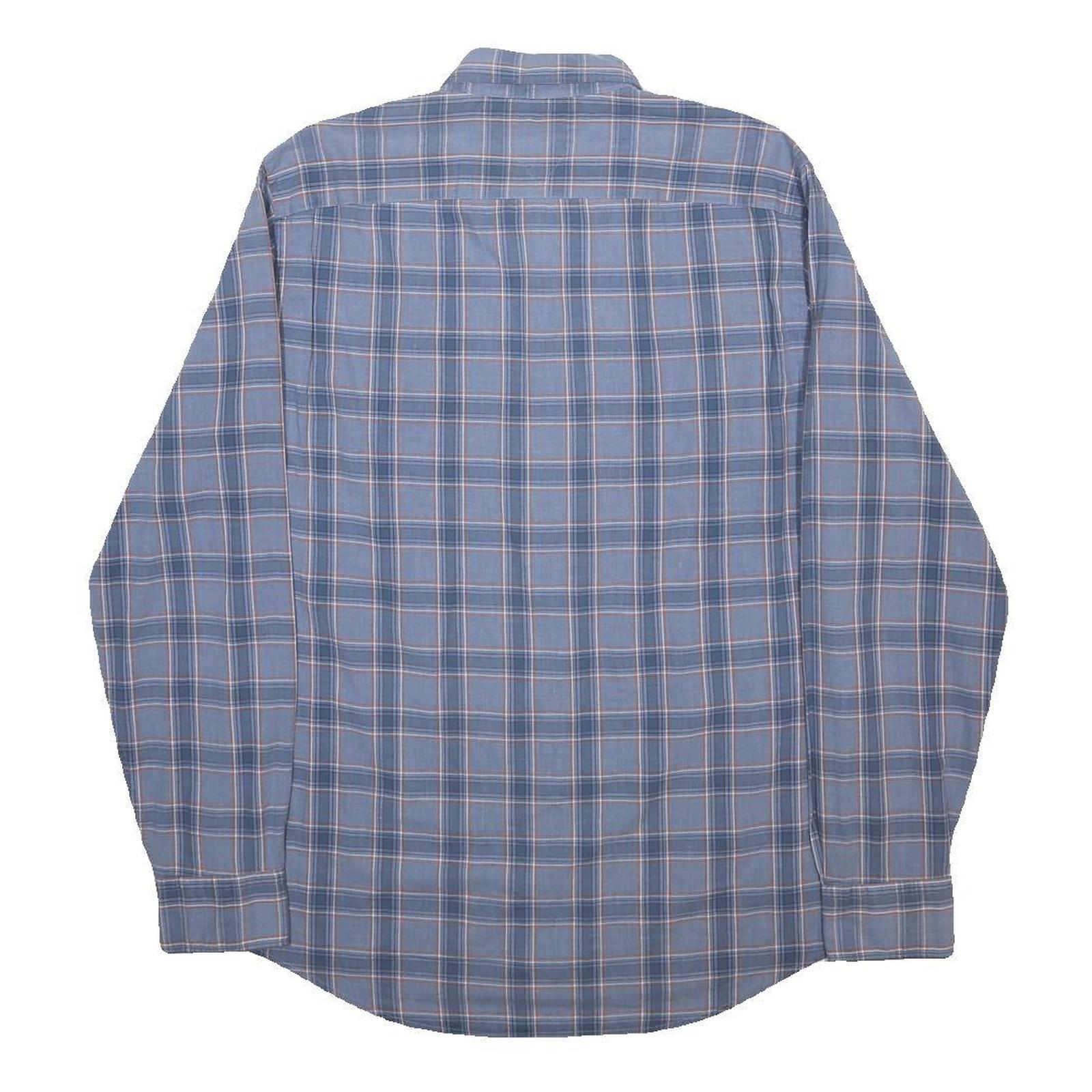 TOMMY HILFIGER Mens Blue & Pink Check Shirt L Button Down Collar Long Sleeve