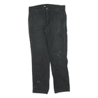 CARHARTT Mens Black Relaxed Straight Cotton Blend Trousers W36 L34 Workwear Zip