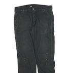 CARHARTT Mens Black Relaxed Straight Cotton Blend Trousers W36 L34 Workwear Zip