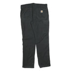CARHARTT Mens Black Relaxed Straight Cotton Blend Trousers W36 L34 Workwear Zip
