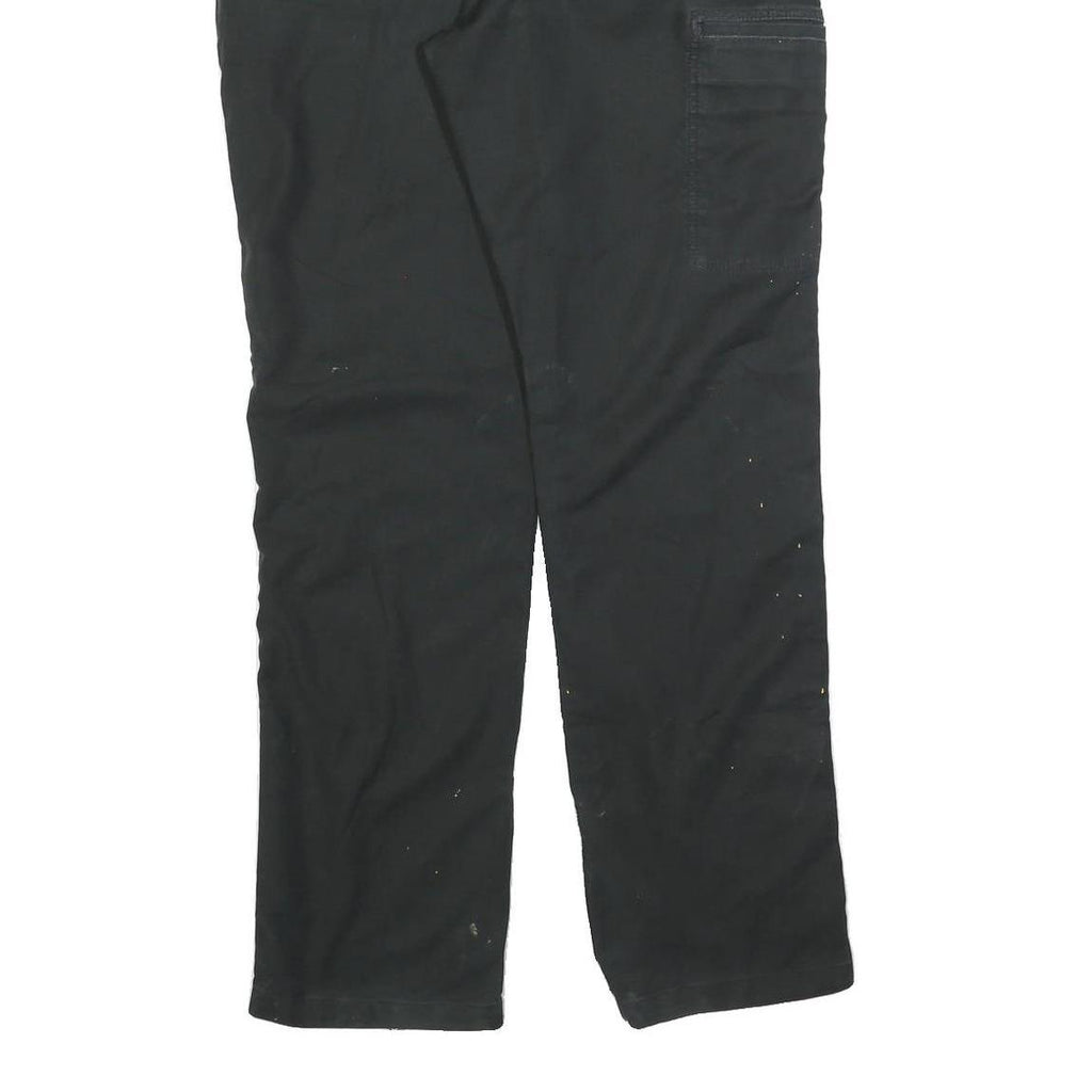 CARHARTT Mens Black Relaxed Straight Cotton Blend Trousers W36 L34 Workwear Zip