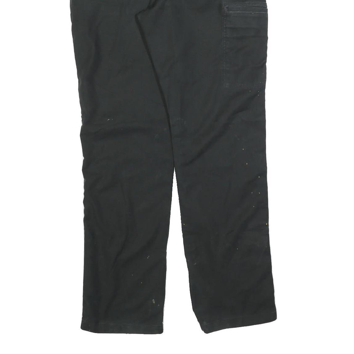CARHARTT Mens Black Relaxed Straight Cotton Blend Trousers W36 L34 Workwear Zip