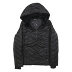 NAUTICA Womens Black Quilted Jacket S Polyester Blend Hooded Zip Closure