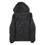 NAUTICA Womens Black Quilted Jacket S Polyester Blend Hooded Zip Closure