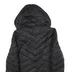 NAUTICA Womens Black Quilted Jacket S Polyester Blend Hooded Zip Closure