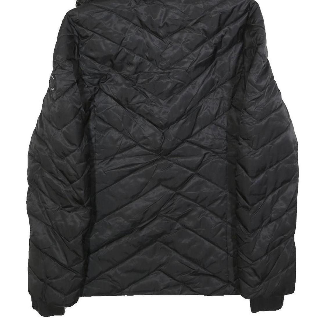 NAUTICA Womens Black Quilted Jacket S Polyester Blend Hooded Zip Closure
