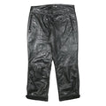 LU MAN Womens Leather Black Regular Fit Straight Trousers W29 L23 Stylish Zip