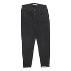 LEVI'S Womens Black Slim 710 Jeans Denim W26 L24 Raw Hem Zip Closure