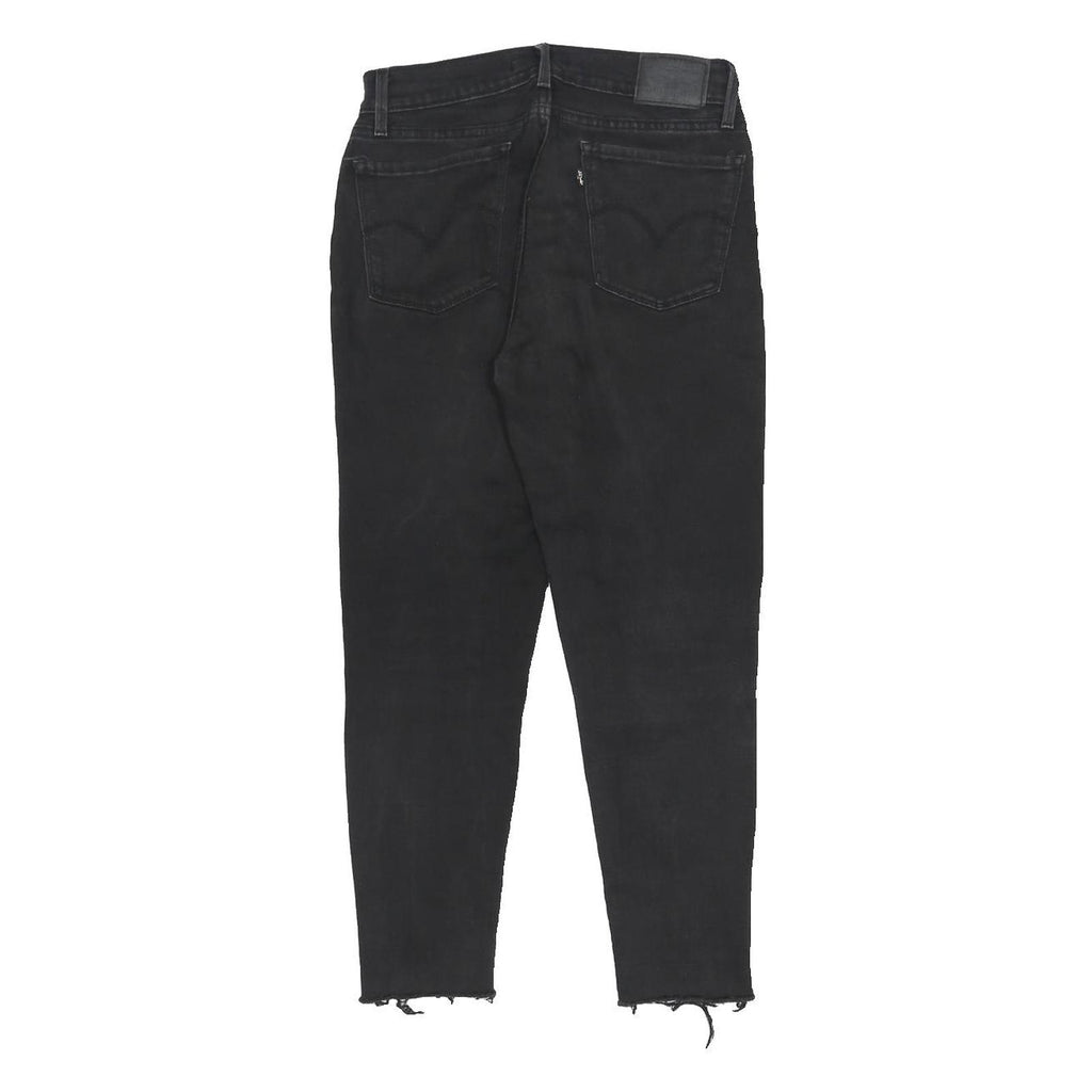 LEVI'S Womens Black Slim 710 Jeans Denim W26 L24 Raw Hem Zip Closure