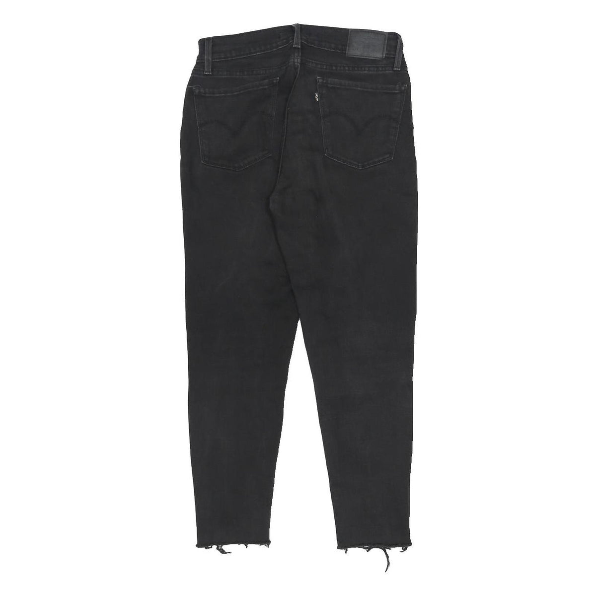 LEVI'S Womens Black Slim 710 Jeans Denim W26 L24 Raw Hem Zip Closure