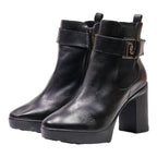 LIU JO Ankle Boots Black Leather Womens UK 6