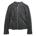 ANASTACIA Womens Black Faux Leather Biker Jacket S Zip Plain Casual Outerwear