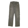 CARHARTT Mens Cotton Blend Relaxed Fit Brown Trousers W30 L32 Workwear Zip