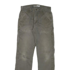 CARHARTT Mens Cotton Blend Relaxed Fit Brown Trousers W30 L32 Workwear Zip