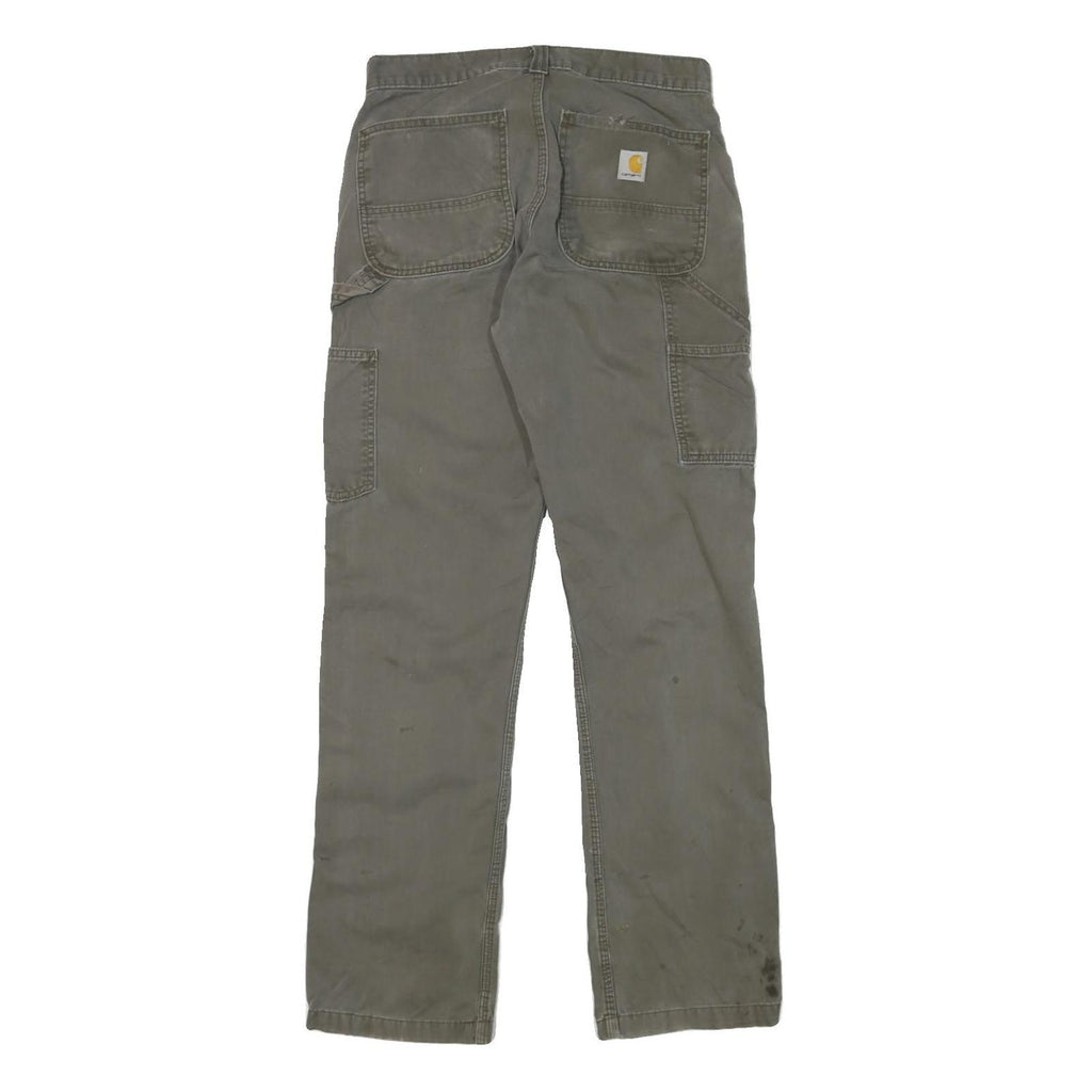 CARHARTT Mens Cotton Blend Relaxed Fit Brown Trousers W30 L32 Workwear Zip