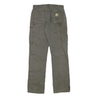 CARHARTT Mens Cotton Blend Relaxed Fit Brown Trousers W30 L32 Workwear Zip