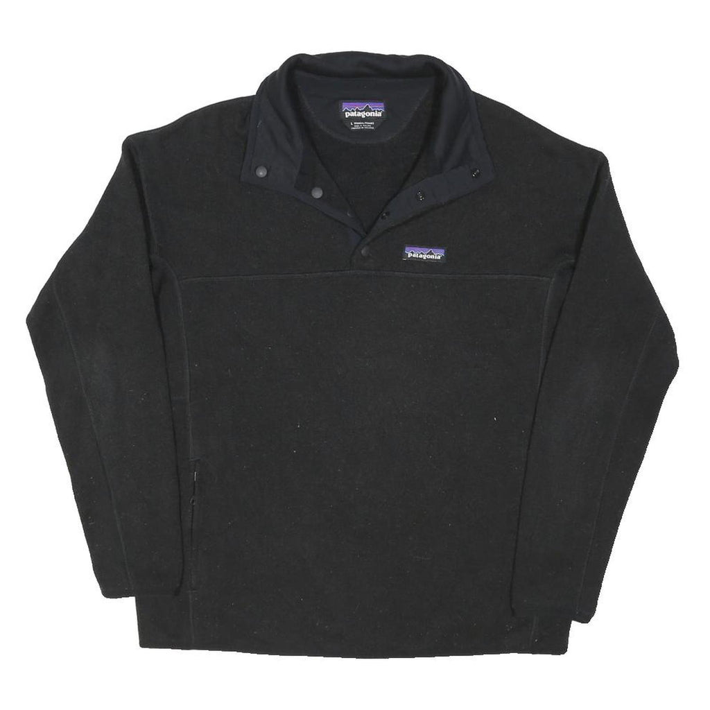 PATAGONIA Womens Black Plain Pullover Round Neck Basic Knit L Cotton Blend