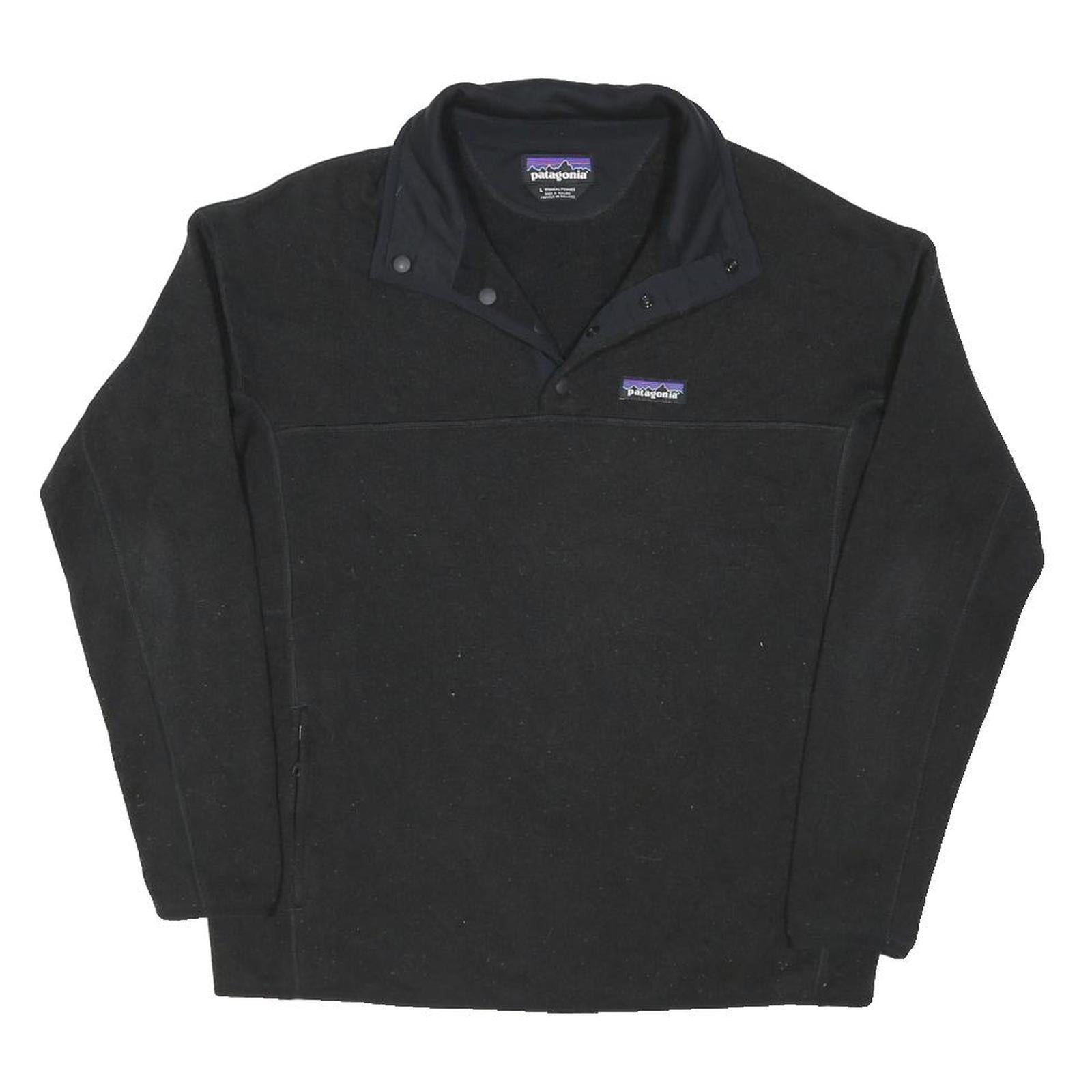 PATAGONIA Womens Black Plain Pullover Round Neck Basic Knit L Cotton Blend