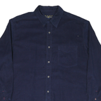CLUB ROOM Mens Navy Blue Shirt L Button-Down Collar Long Sleeve Cotton Blend