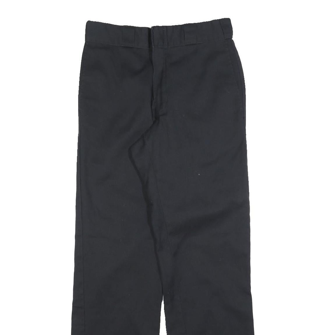 DICKIES Mens Black Regular Fit Straight Leg Trousers W29 L32 Cotton Blend Zip