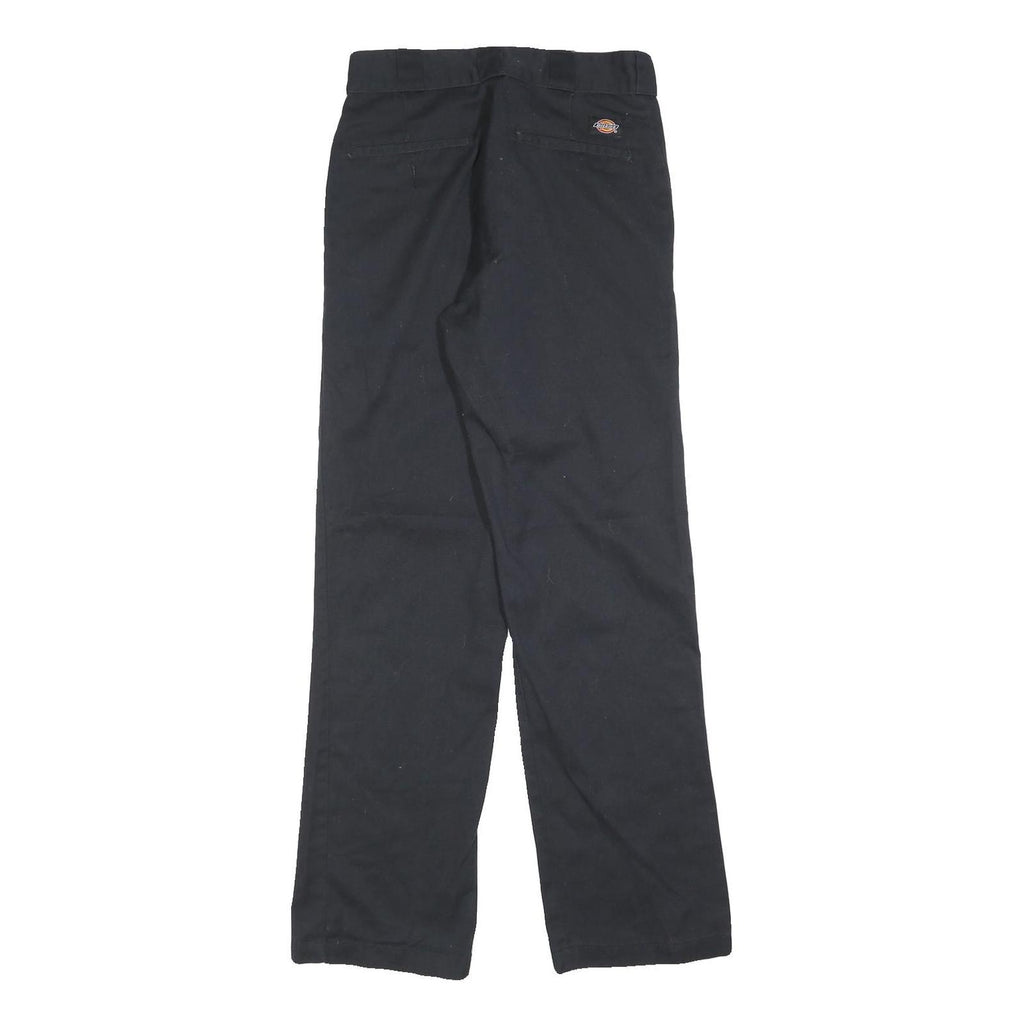 DICKIES Mens Black Regular Fit Straight Leg Trousers W29 L32 Cotton Blend Zip