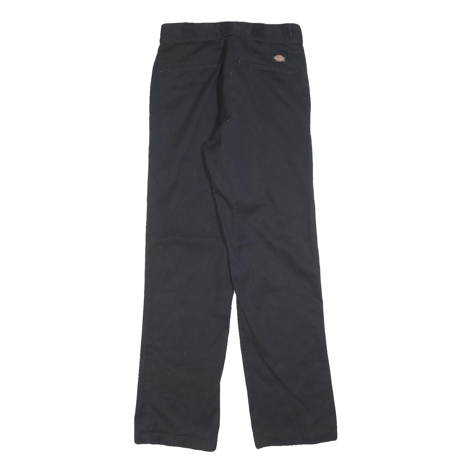 DICKIES Mens Black Regular Fit Straight Leg Trousers W29 L32 Cotton Blend Zip