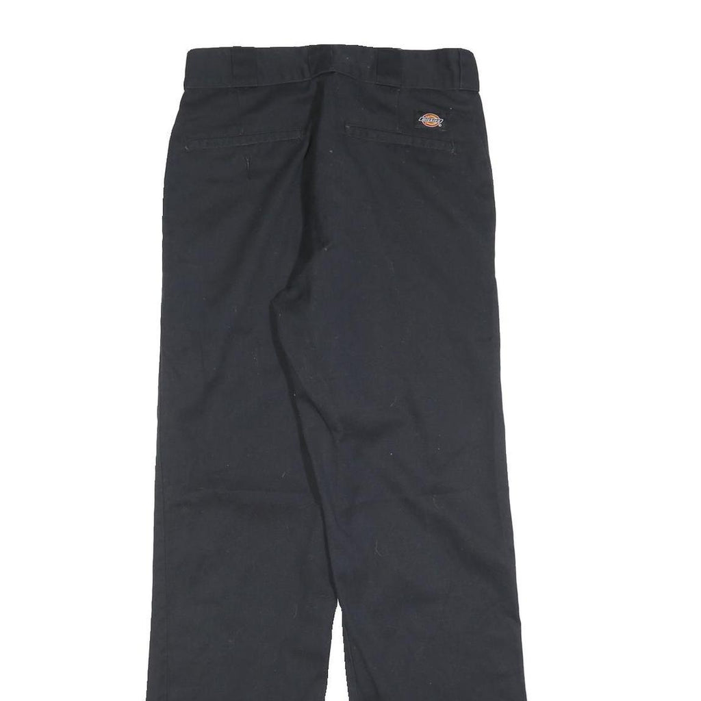 DICKIES Mens Black Regular Fit Straight Leg Trousers W29 L32 Cotton Blend Zip