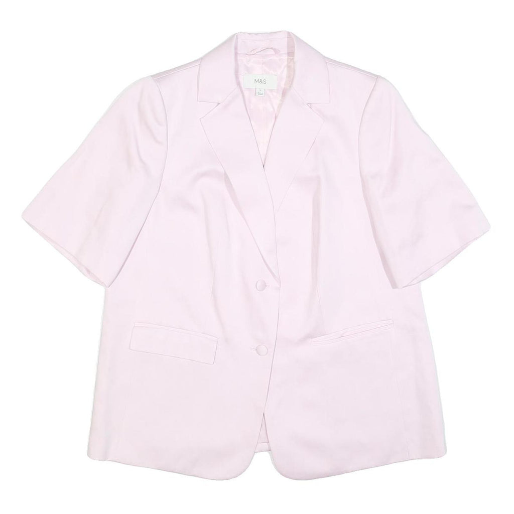 M&S Womens Pink Blazer Classic Fit UK 16 Polyester Blend Woven Button Closure