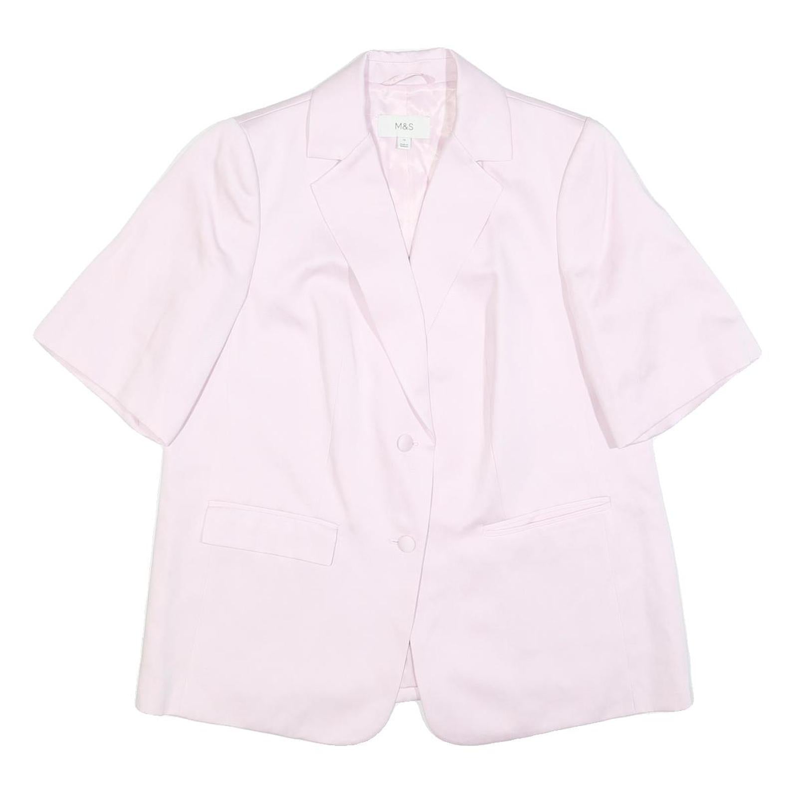 M&S Womens Pink Blazer Classic Fit UK 16 Polyester Blend Woven Button Closure