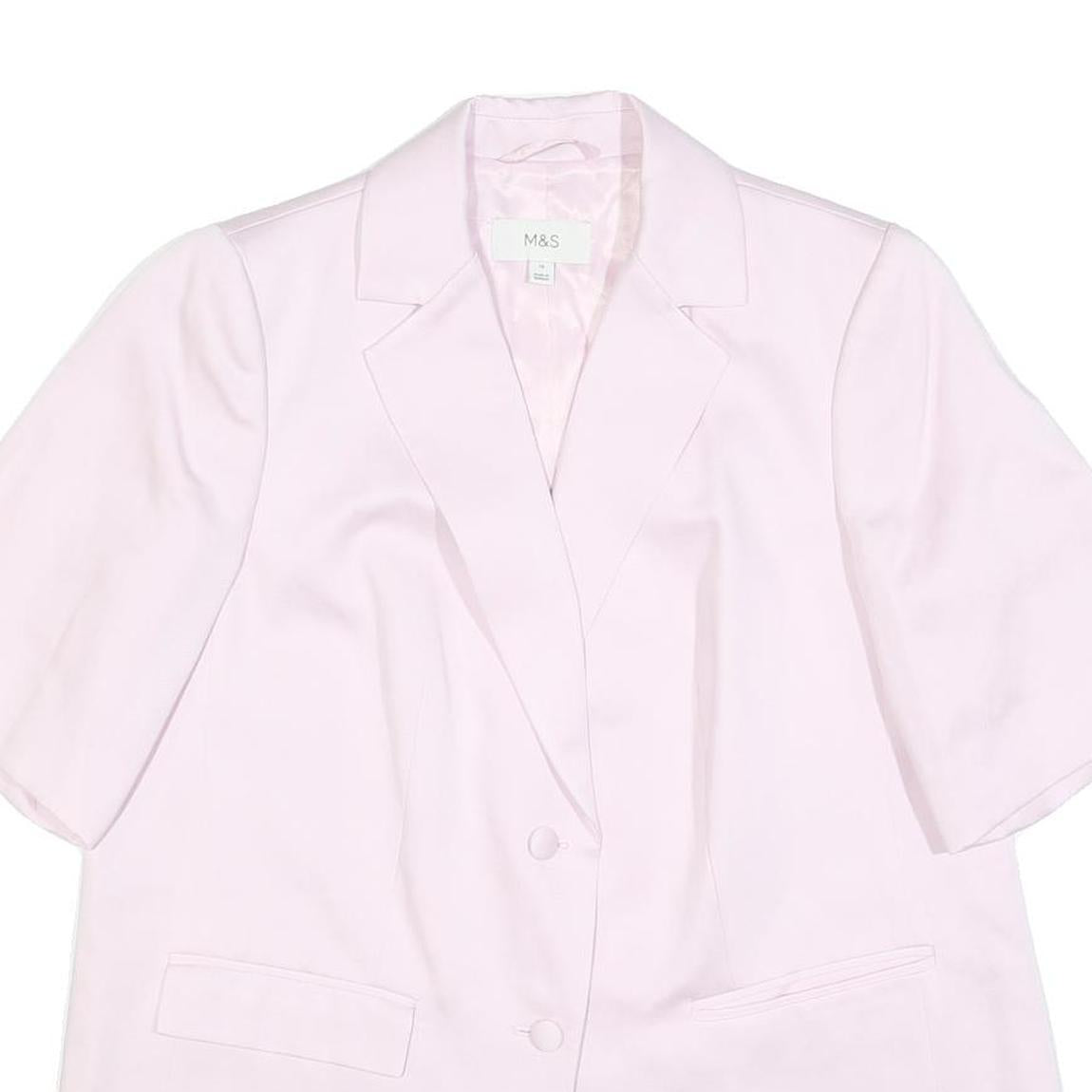 M&S Womens Pink Blazer Classic Fit UK 16 Polyester Blend Woven Button Closure