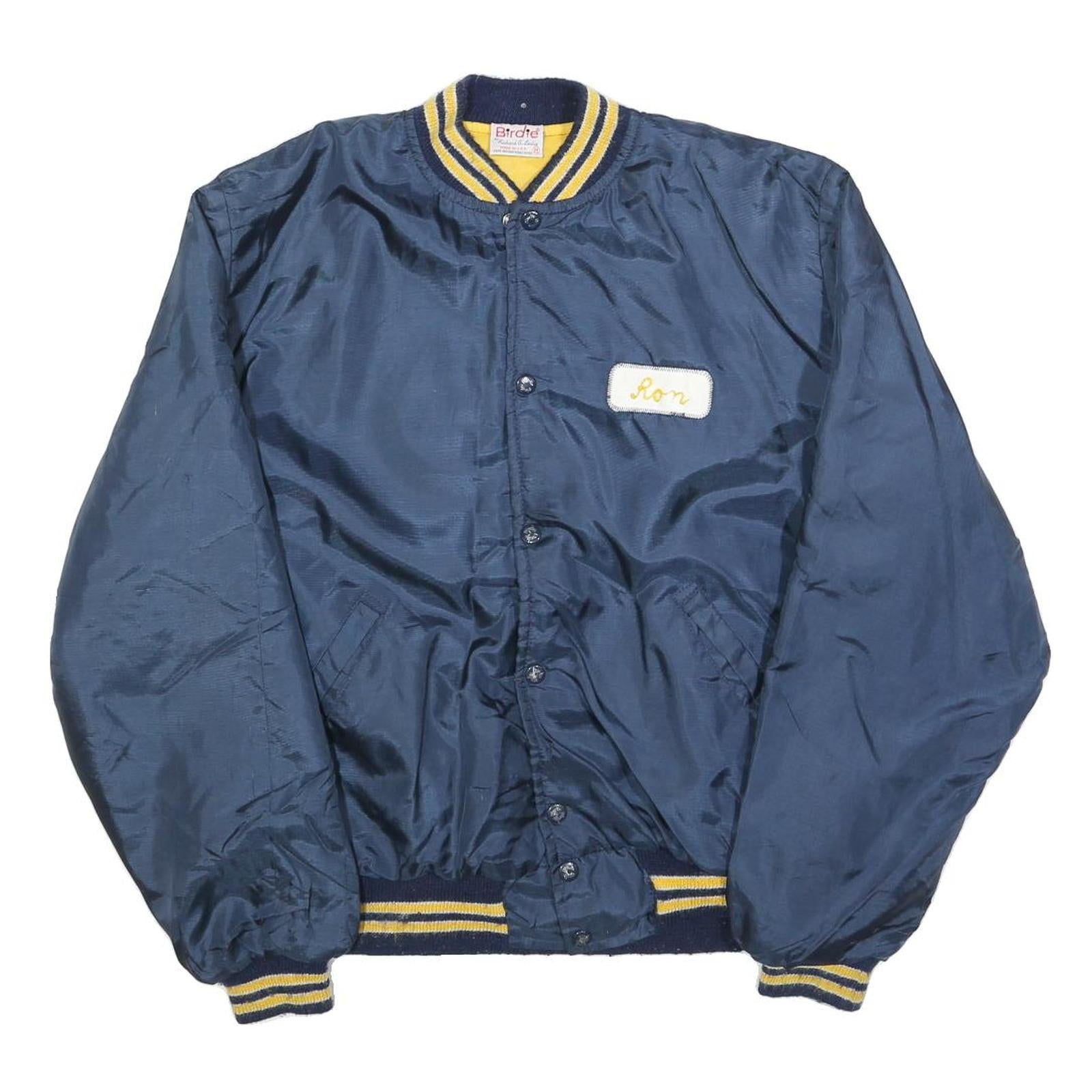 BIRDIE Mens Blue & Yellow Button Jacket M Polyester Plain Casual Lightweight