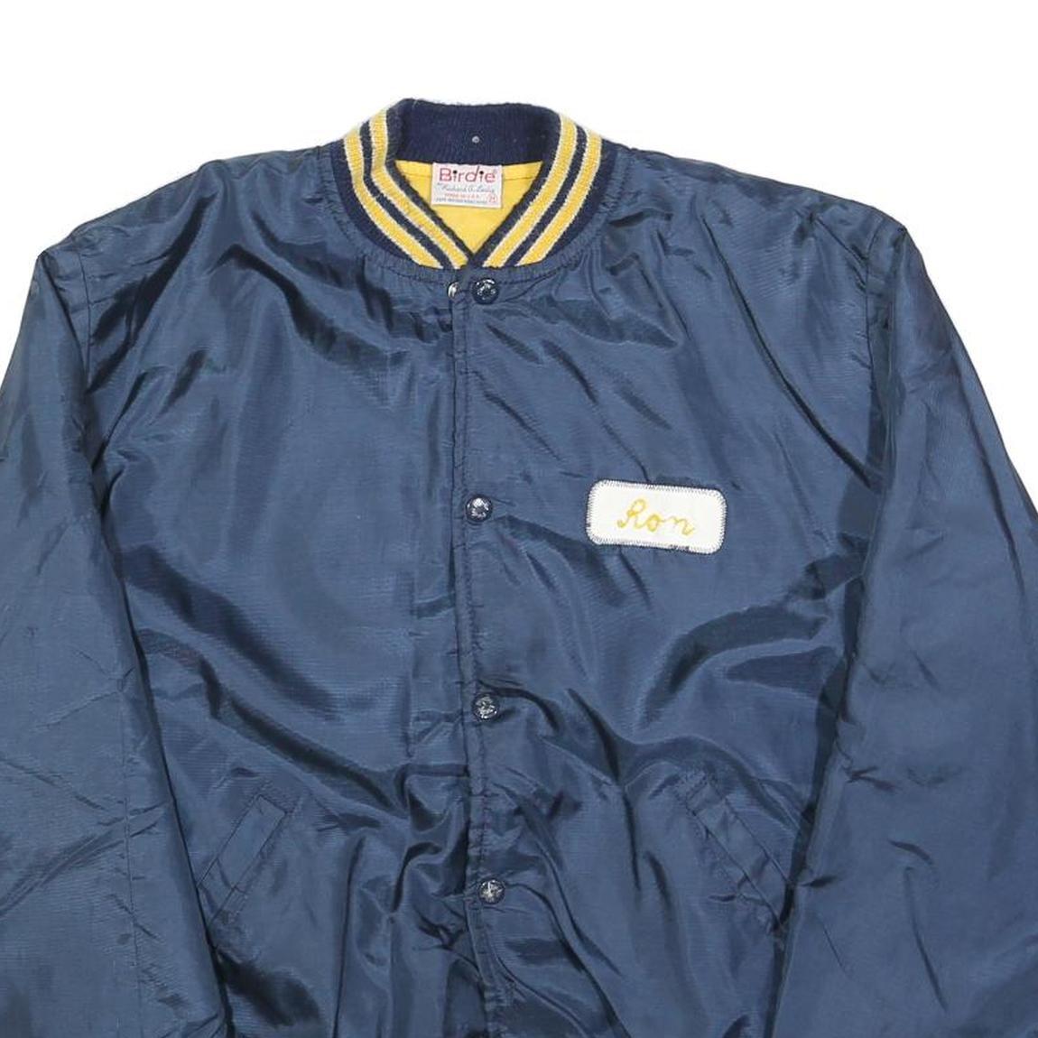 BIRDIE Mens Blue & Yellow Button Jacket M Polyester Plain Casual Lightweight
