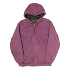 WFS Womens Purple Cotton Hooded Zip Jacket M Casual Classic Plain Outdoor