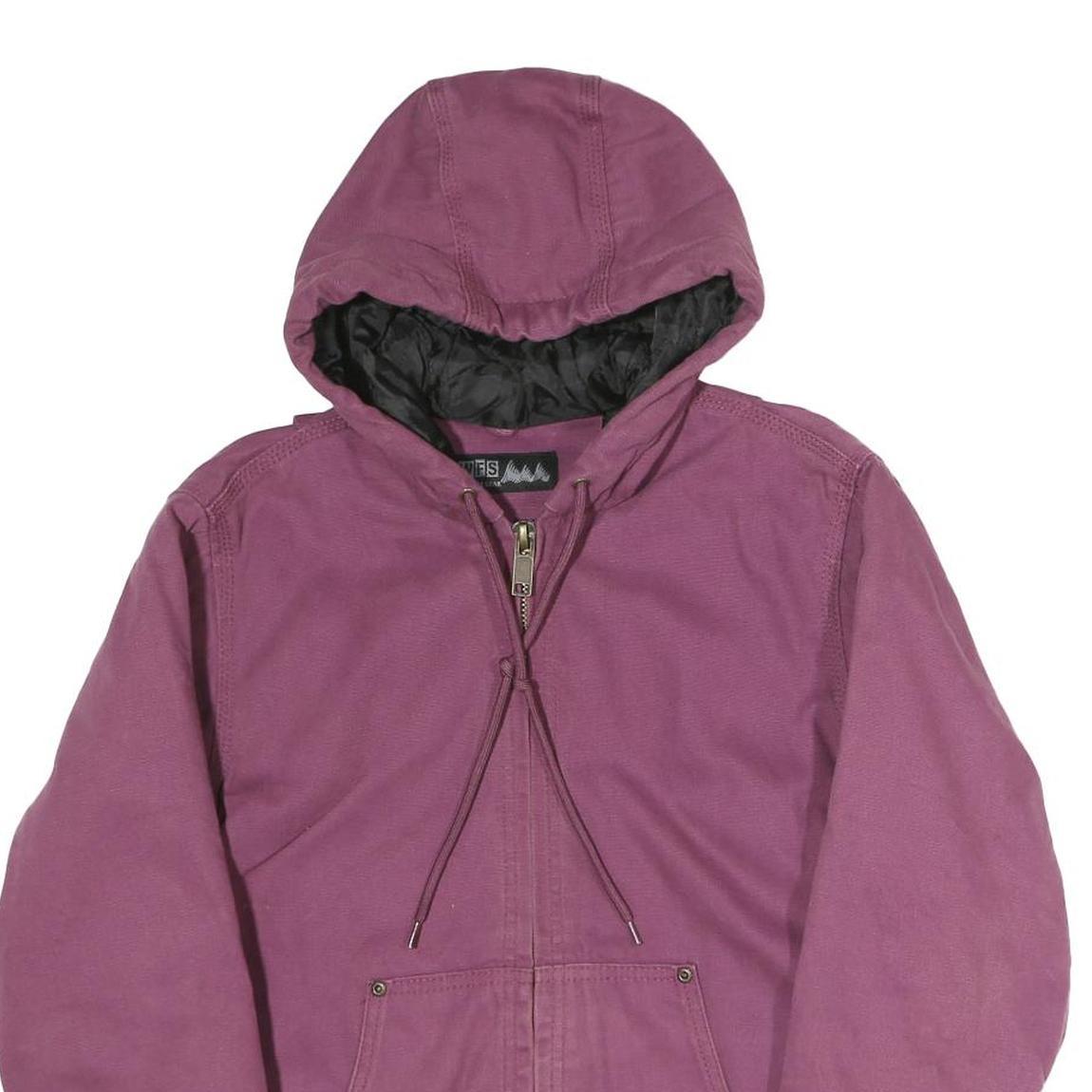 WFS Womens Purple Cotton Hooded Zip Jacket M Casual Classic Plain Outdoor