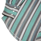 WRANGLER Mens Green & Grey Striped Western Shirt M Cotton Blend Casual