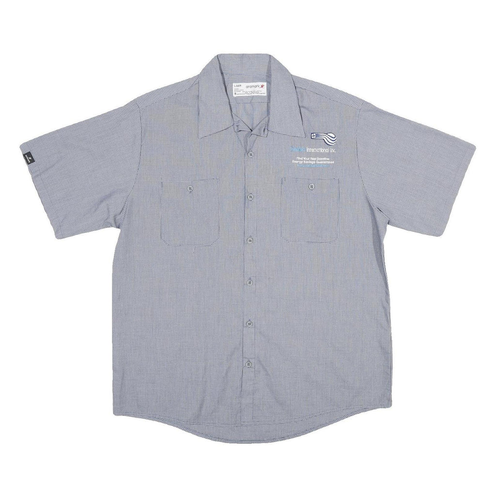 ARAMARK Mens Blue Polyester Blend Short Sleeve Shirt L Workwear Casual