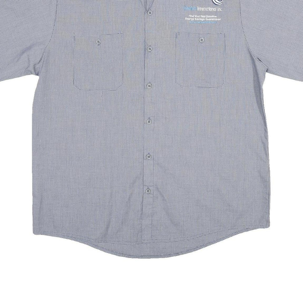 ARAMARK Mens Blue Polyester Blend Short Sleeve Shirt L Workwear Casual