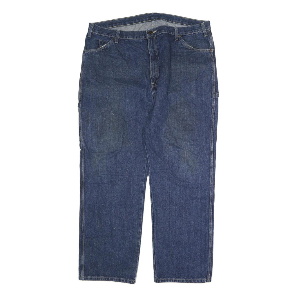 DICKIES Mens Jeans Blue Regular Straight Denim W42 L31 Workwear Cotton Blend