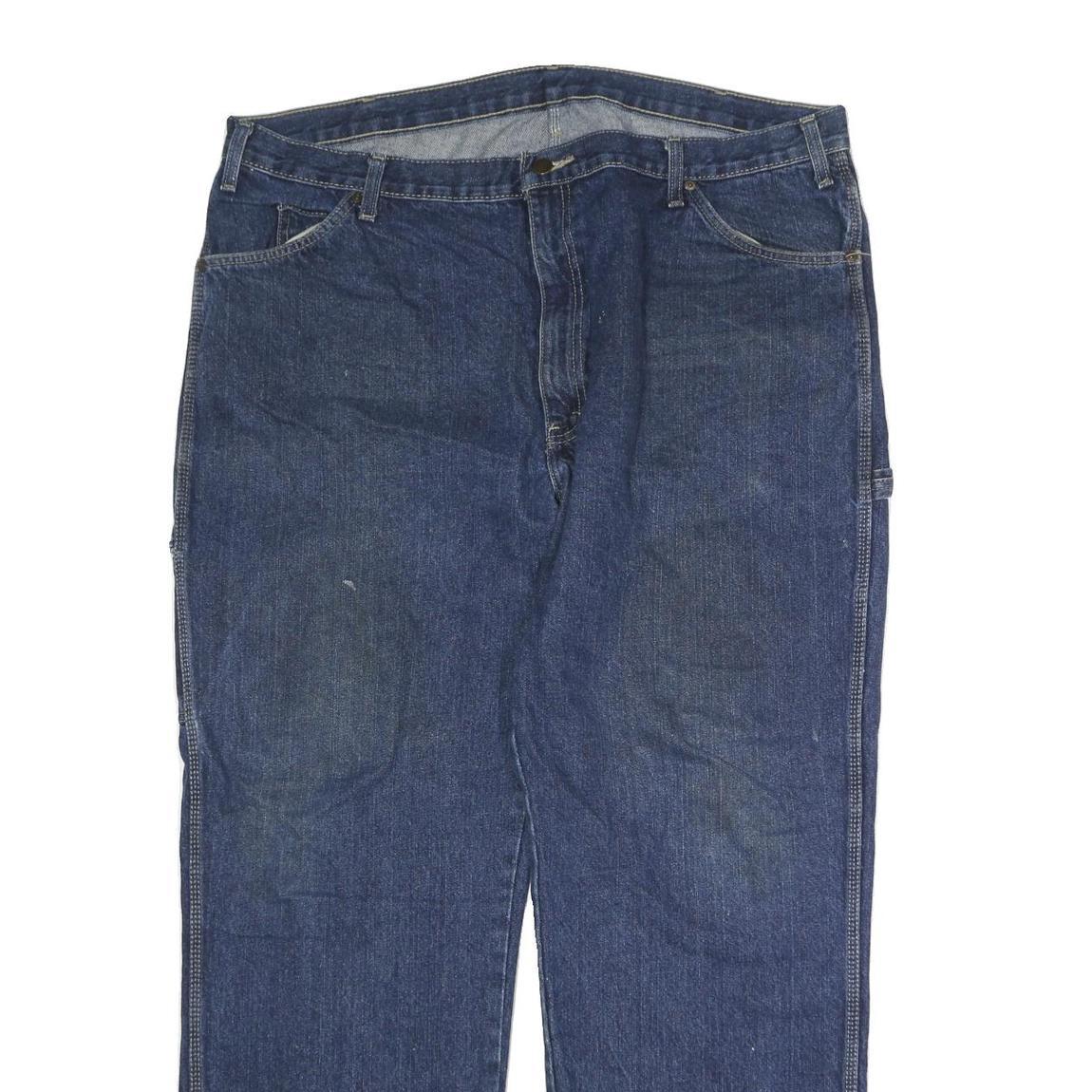 DICKIES Mens Jeans Blue Regular Straight Denim W42 L31 Workwear Cotton Blend