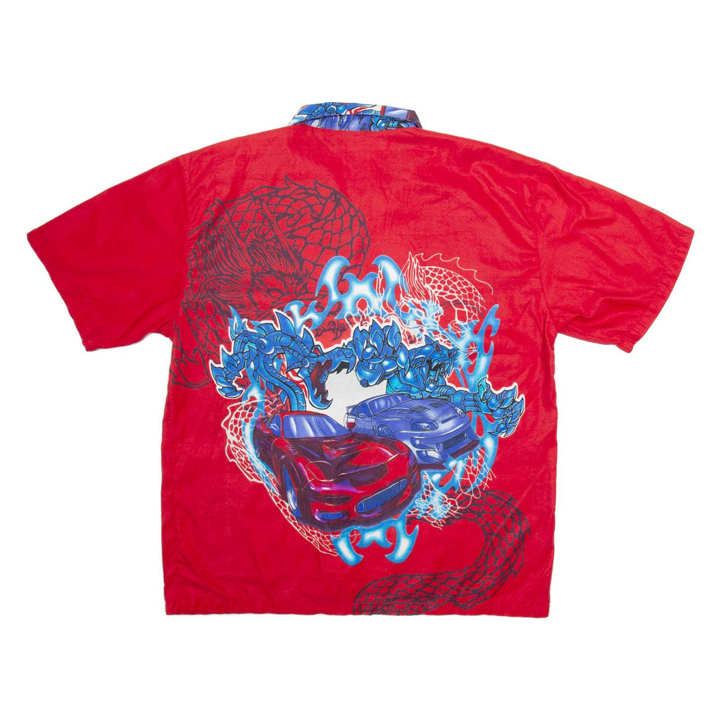 TD Mens Shirt Red Crazy Pattern XL