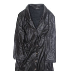 BERSHKA Womens Overcoat Jacket Black Faux Leather M