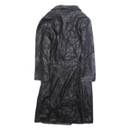 BERSHKA Womens Overcoat Jacket Black Faux Leather M