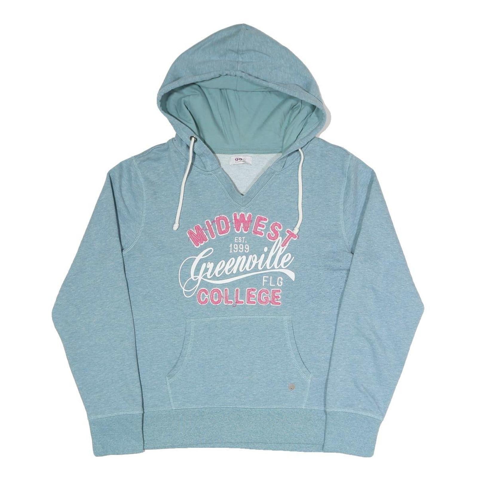 FLASHLIGHT Womens Blue Midwest Greenville College Pullover Hoodie M Cotton Blend