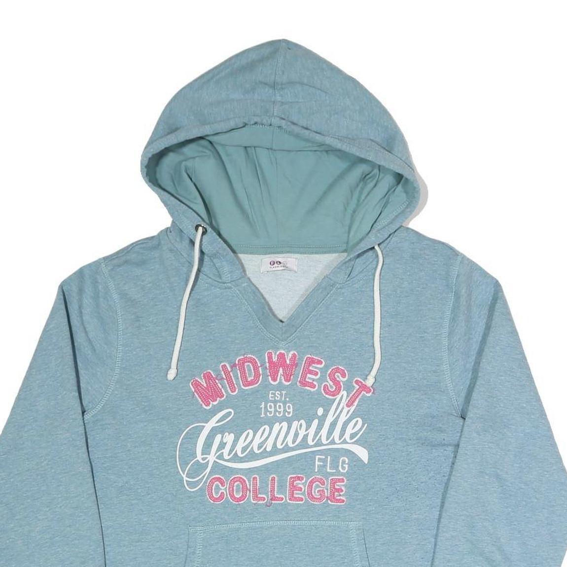 FLASHLIGHT Womens Blue Midwest Greenville College Pullover Hoodie M Cotton Blend
