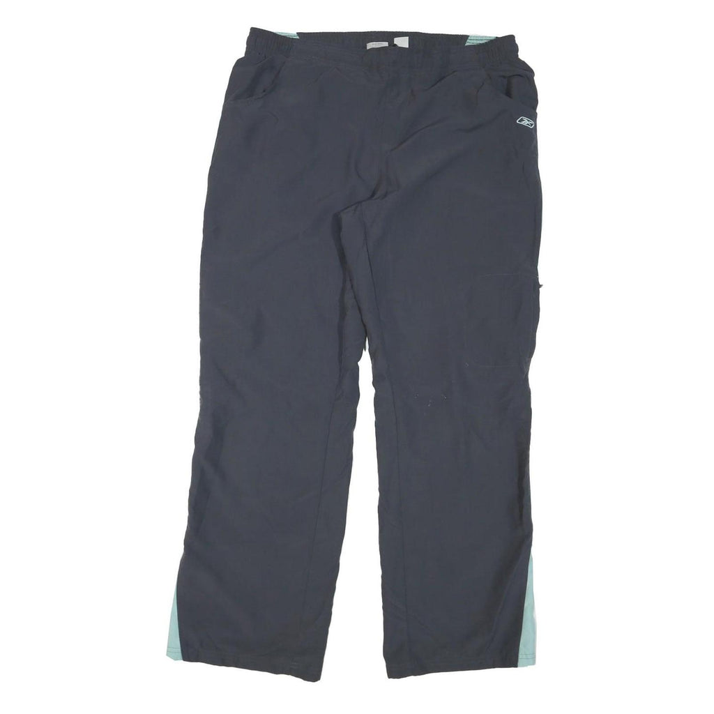 REEBOK Womens Joggers Black & Light Blue Regular Fit Straight UK 14 W36 L31