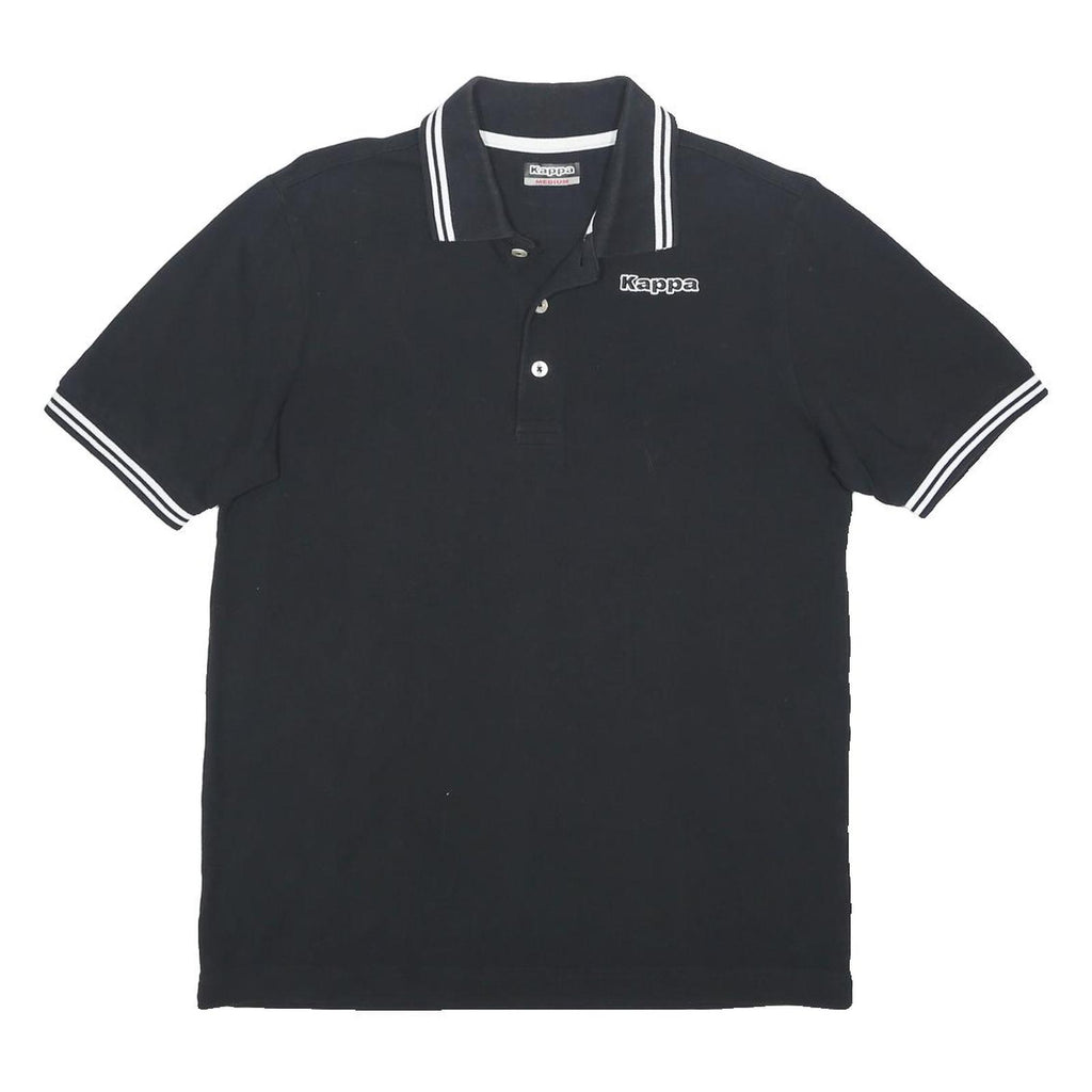 KAPPA Mens Black & White Cotton Blend Short Sleeve Polo Shirt M Casual